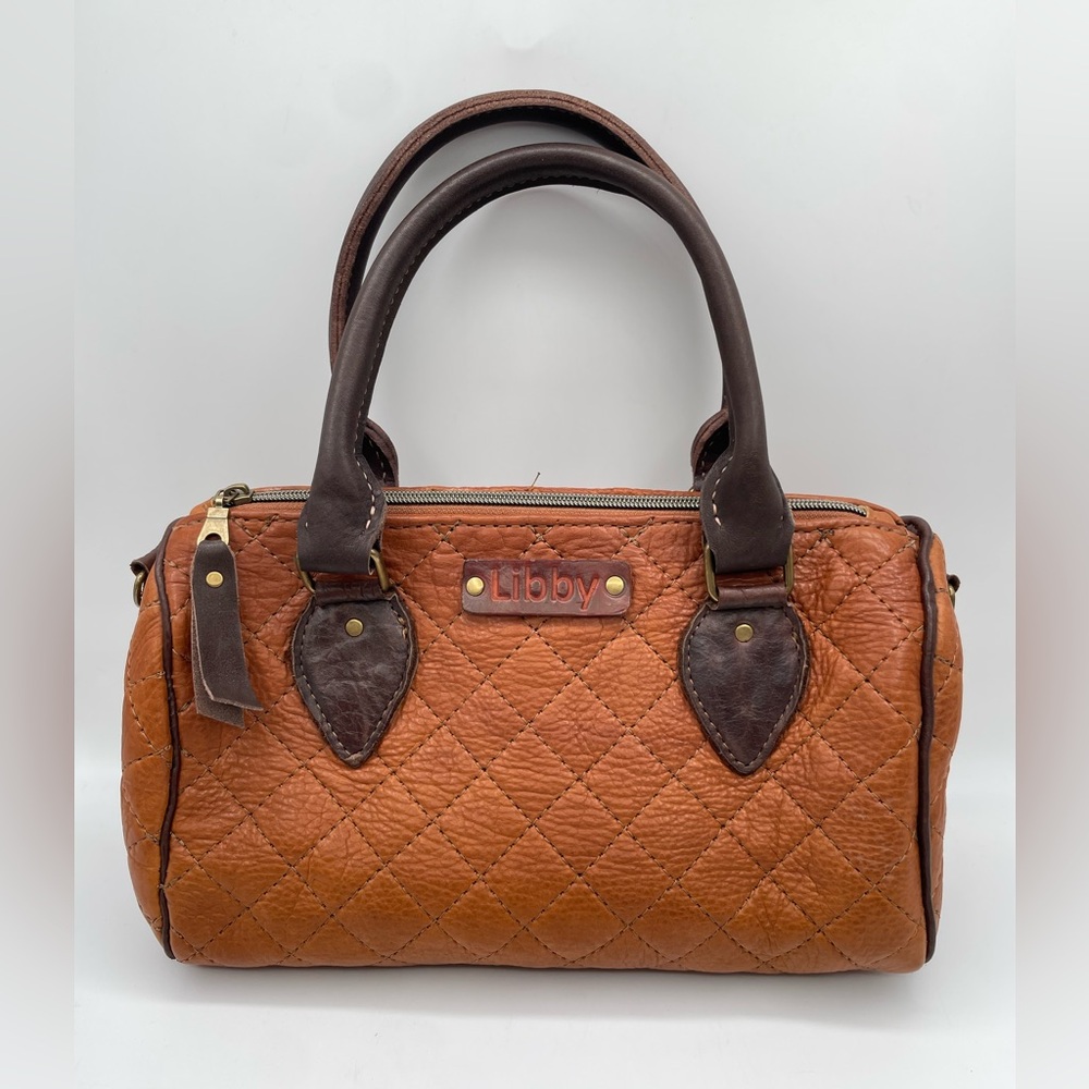 Vintage Libby Handmade Leather Handbag, Crossbody Strap, 12”X8”